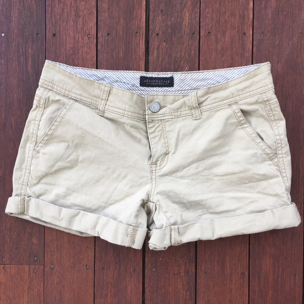Aeropostale Khaki Midi Twill Shorts